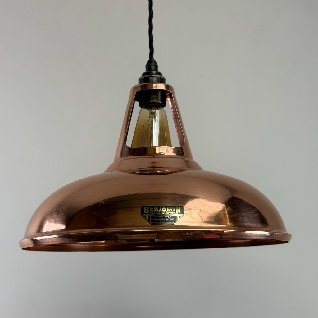 FLARE II Solid Copper Slotted Lampshade Pendant Light Shade & Pendant Set 40W Filament Bulb Vintage-Electrical
