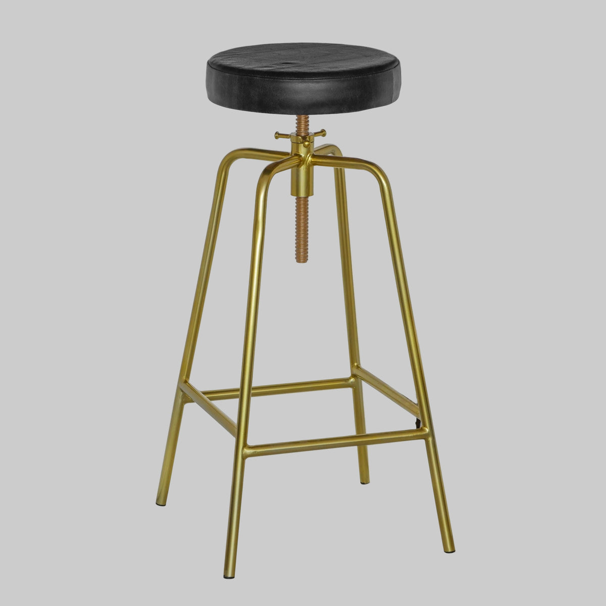 ALTO Brass and Leather Bar Stool | Height adjustable Vintage-Electrical
