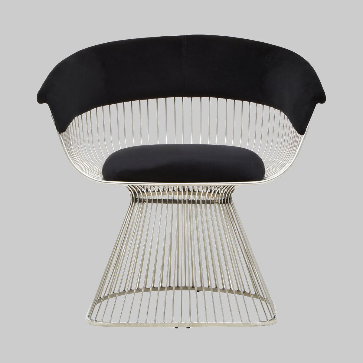 MESH NOIR Wired Lounge Chair with Black Velvet Upholstery over Stainless Steel Frame KEFINO