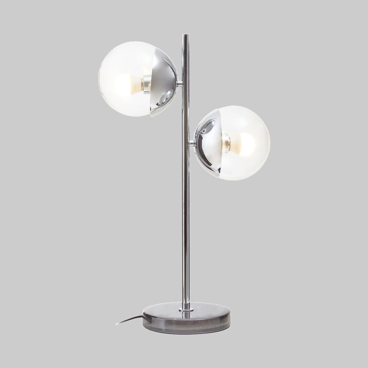 BINARY (Table) Two-Sphere Silver Finish Metal Table Lamp KEFINO