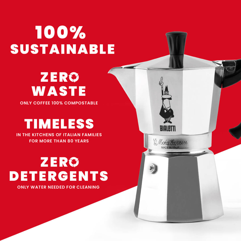 Bialetti Moka Express | 1−18 cup | Silver Brew Italia