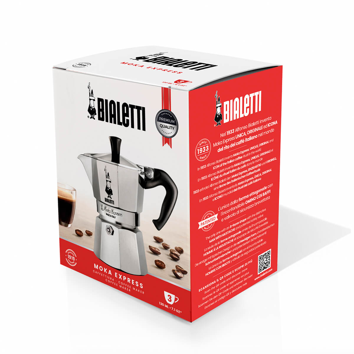 Bialetti Moka Express | 1−18 cup | Silver Brew Italia