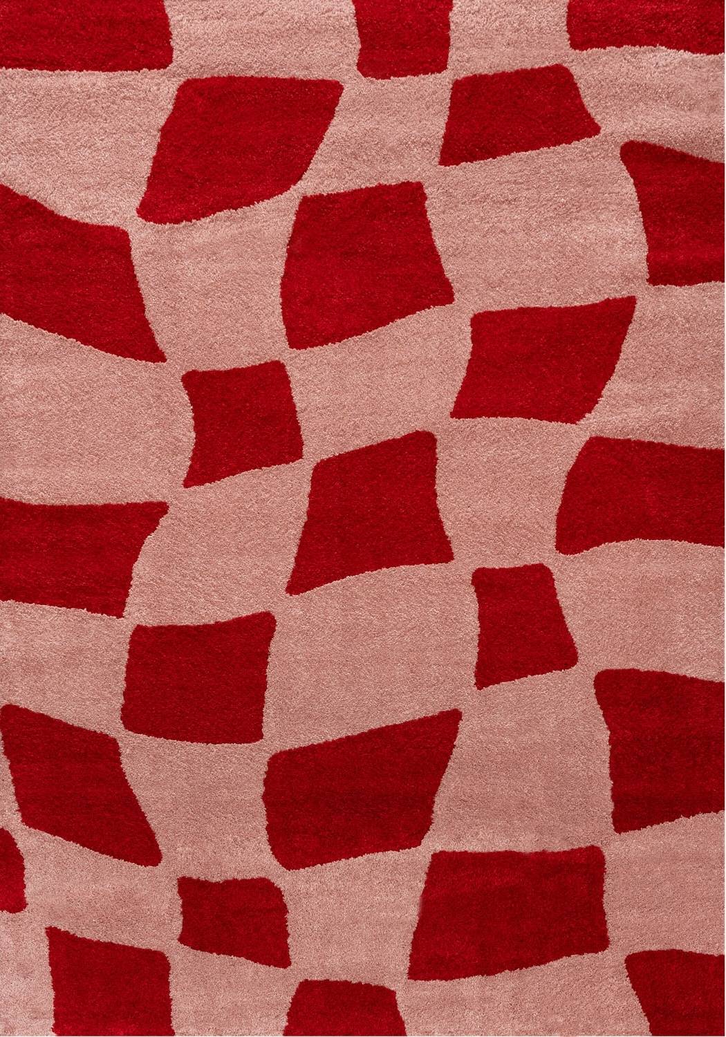 Joli Checkered Red & Pink Rug | Rectangular | 80x150cm − 200x290cm The Rugs
