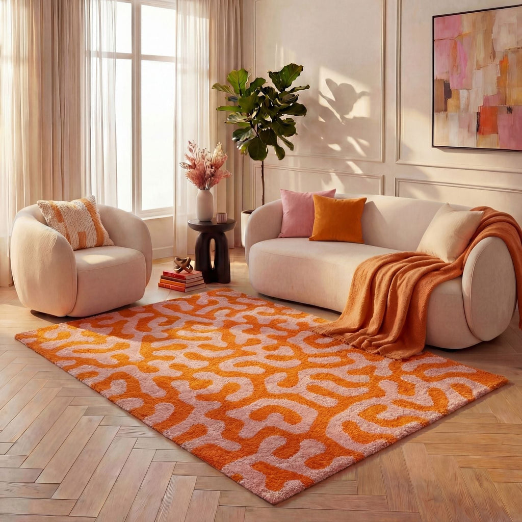 Joli Orange & Pink Doodle Rug | Rectangular | 80x150cm − 200x290cm The Rugs