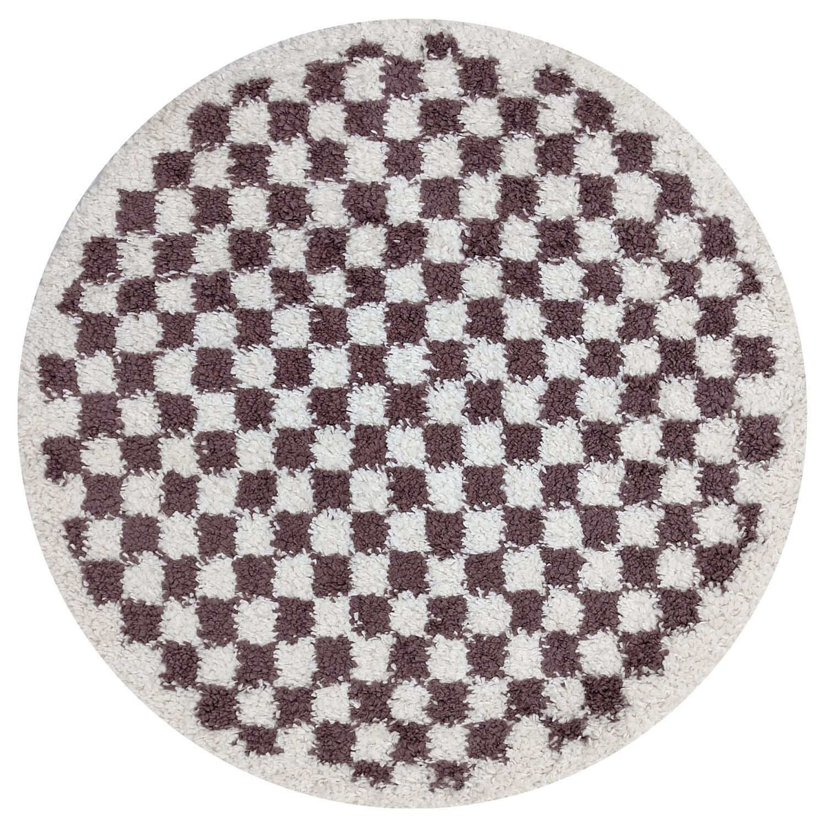 Moodi Shaggy Purple/White Checkered Rug | Rectangular | Round Ø 120 cm The Rugs