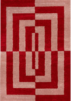 Joli Geometric Red & Pink Rug | Rectangular | 80x150cm − 200x290cm 240X340 cm The Rugs