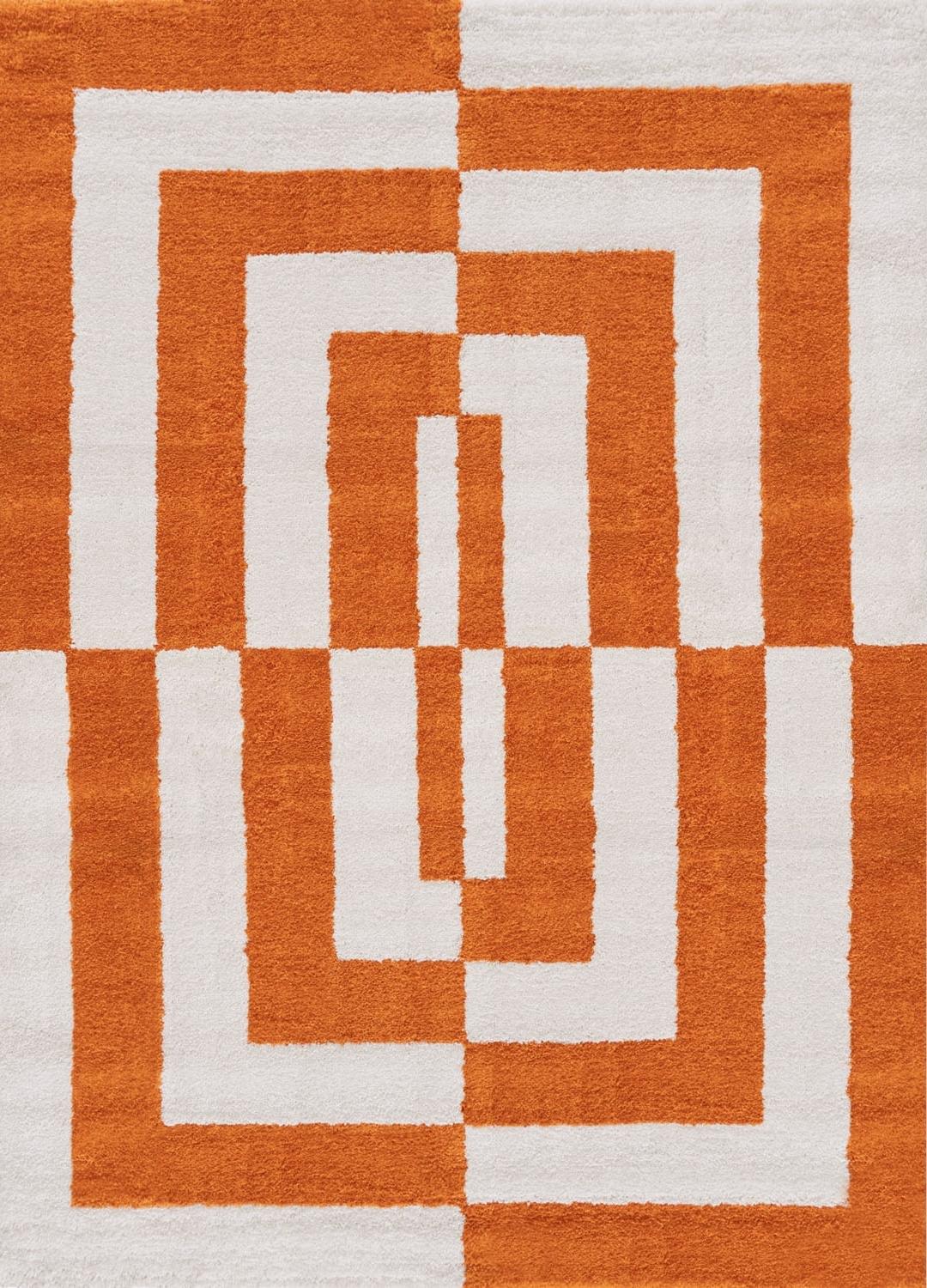 Joli Geometric Orange & White Rug | Rectangular | 80x150cm − 200x290cm 240X340 cm The Rugs