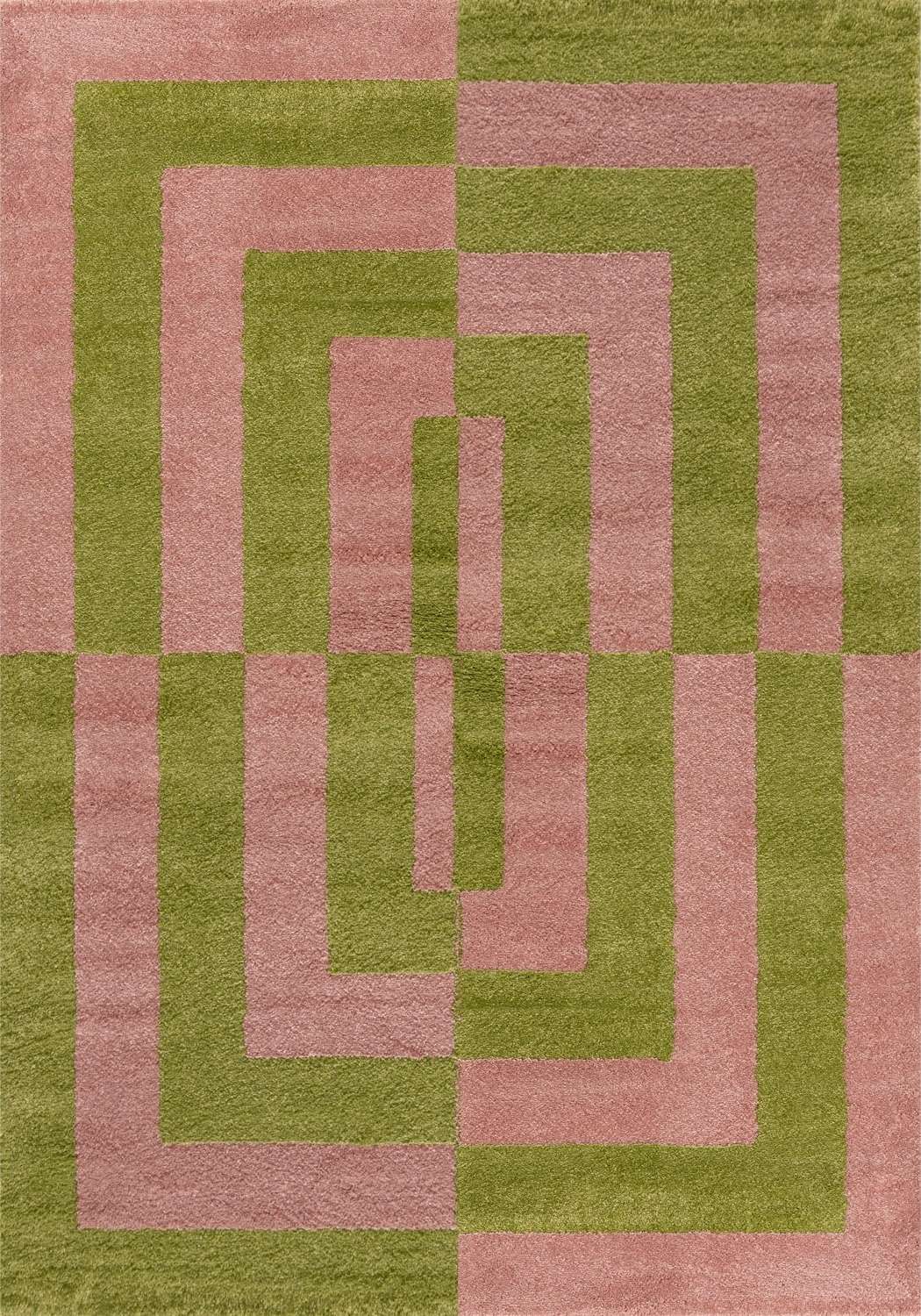 Joli Geometric Green & Pink Rug | Rectangular | 80x150cm − 200x290cm 240X340 cm The Rugs