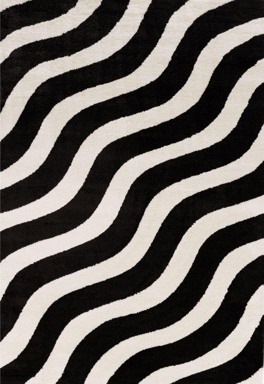 Joli Wave Black & White Rug | Rectangular | 80x150cm − 200x290cm 240X340 cm The Rugs