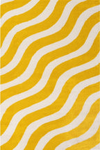 Joli Wave Yellow & White Rug | Rectangular | 80x150cm − 200x290cm 240X340 cm The Rugs