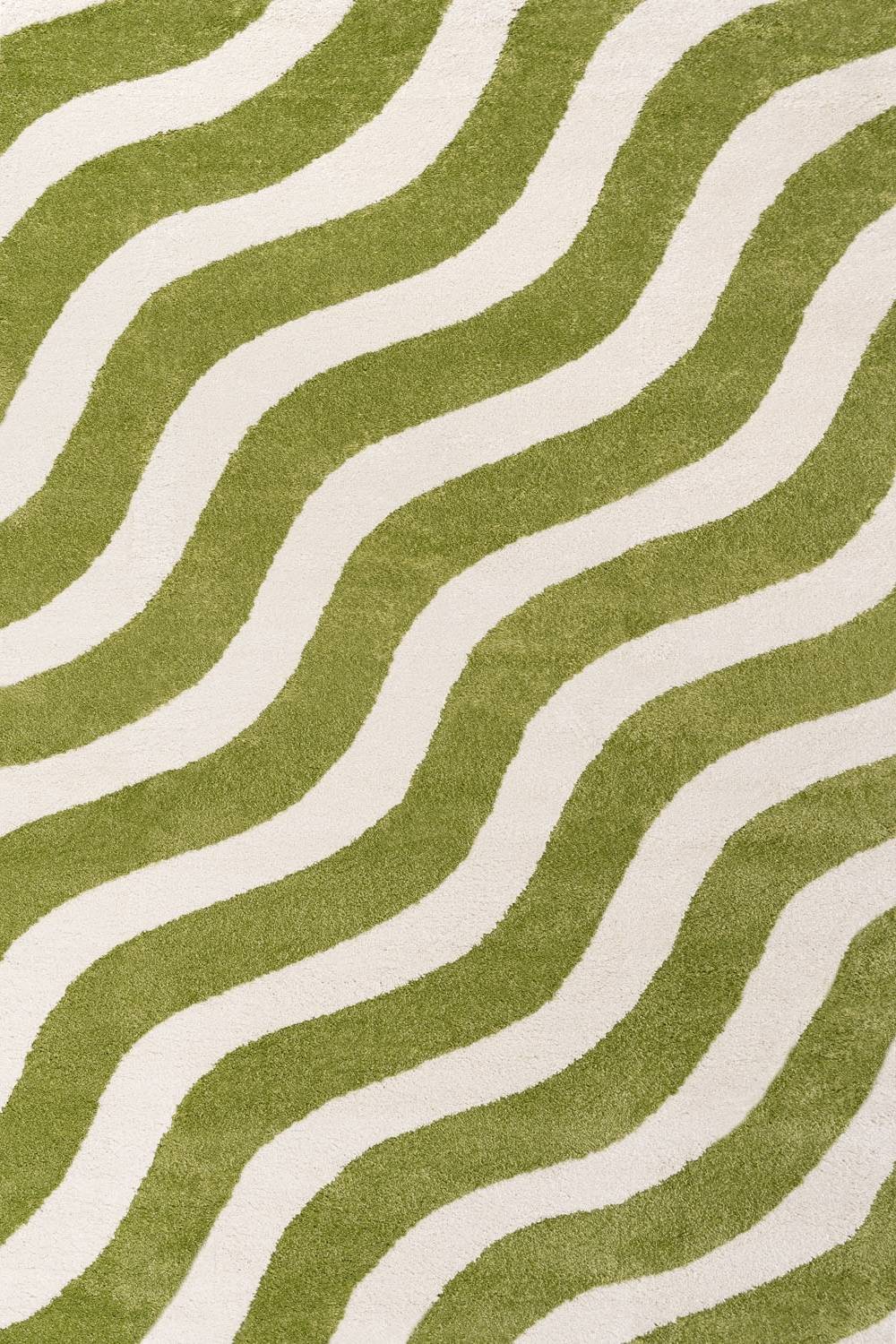 Joli Wave Green & White Rug | Rectangular | 80x150cm − 200x290cm 240X340 cm The Rugs