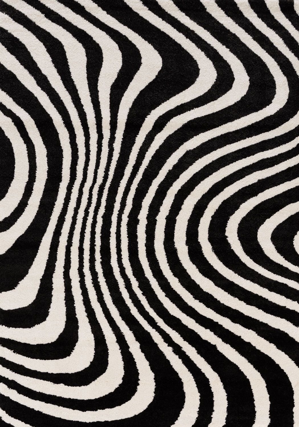 Joli Wavy Stripes Black & White Rug | Rectangular | 80x150cm − 200x290cm 240X340 cm The Rugs