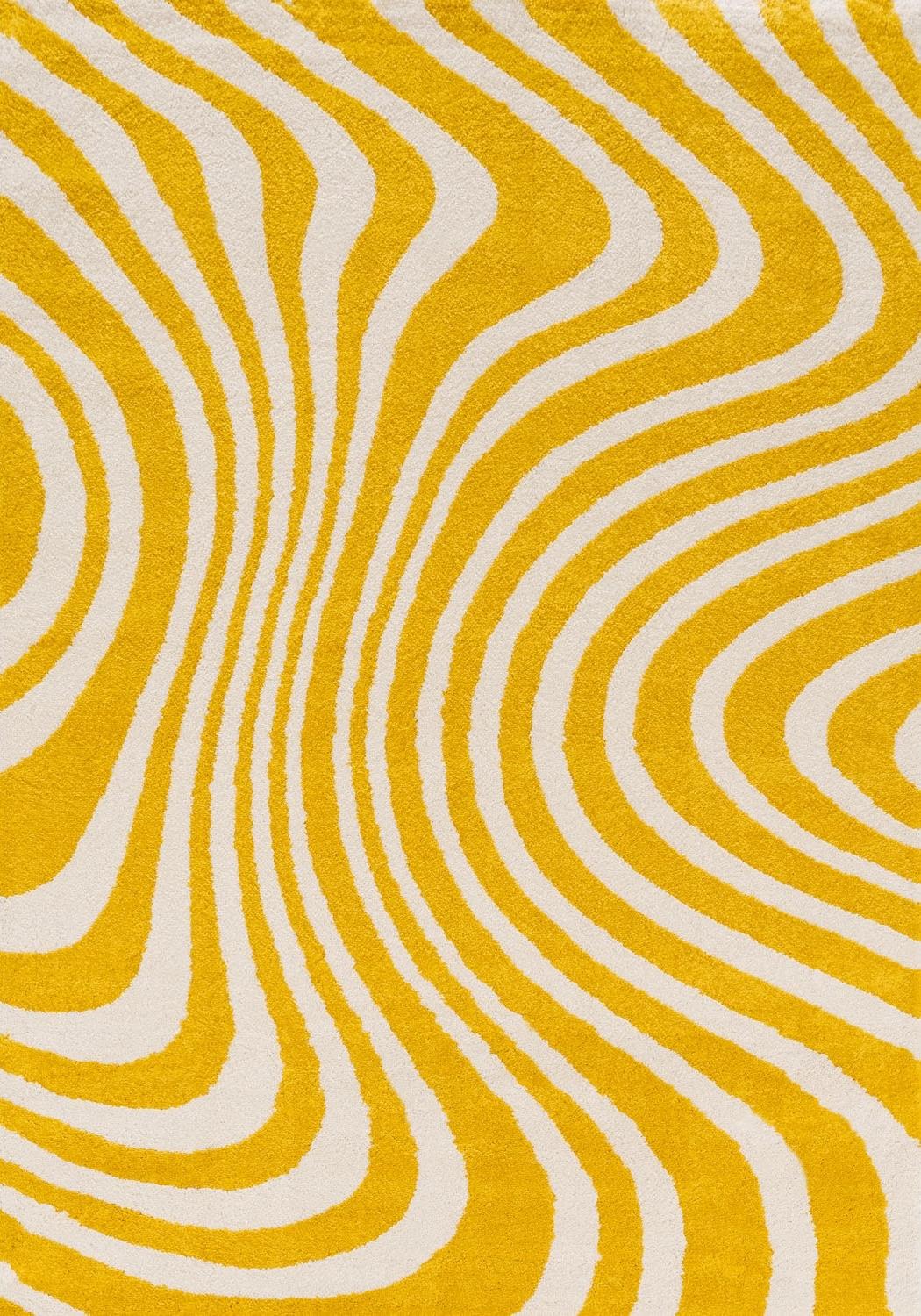 Joli Wavy Stripes Yellow & White Rug | Rectangular | 80x150cm − 200x290cm 240X340 cm The Rugs