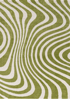 Joli Wavy Stripes Green & White Rug | Rectangular | 80x150cm − 200x290cm 240X340 cm The Rugs