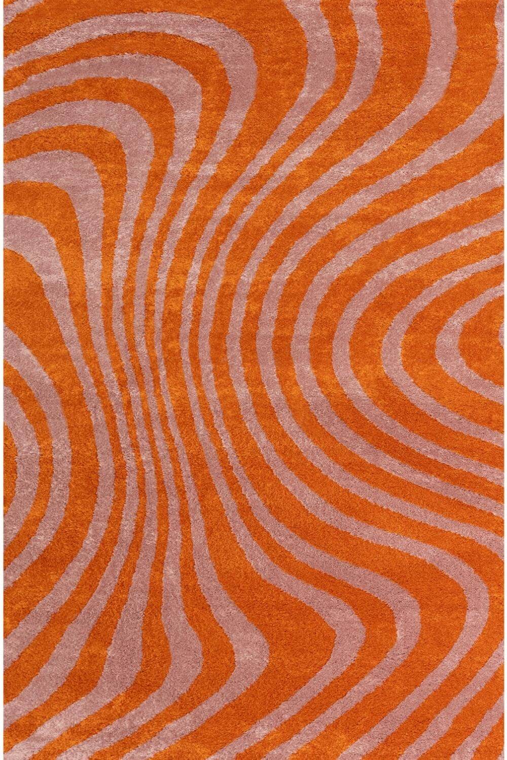 Joli Wavy Stripes Orange & Pink Rug | Rectangular | 80x150cm − 200x290cm 240X340 cm The Rugs