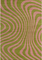Joli Wavy Stripes Green & Pink Rug | Rectangular | 80x150cm − 200x290cm 240X340 cm The Rugs