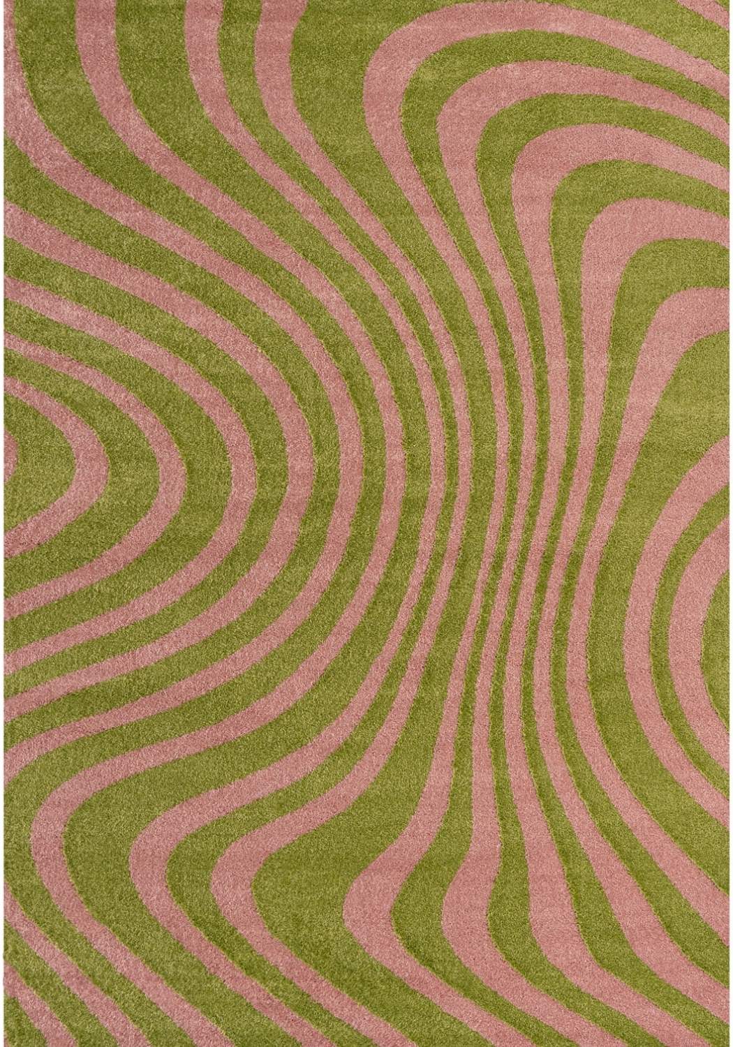 Joli Wavy Stripes Green & Pink Rug | Rectangular | 80x150cm − 200x290cm 240X340 cm The Rugs