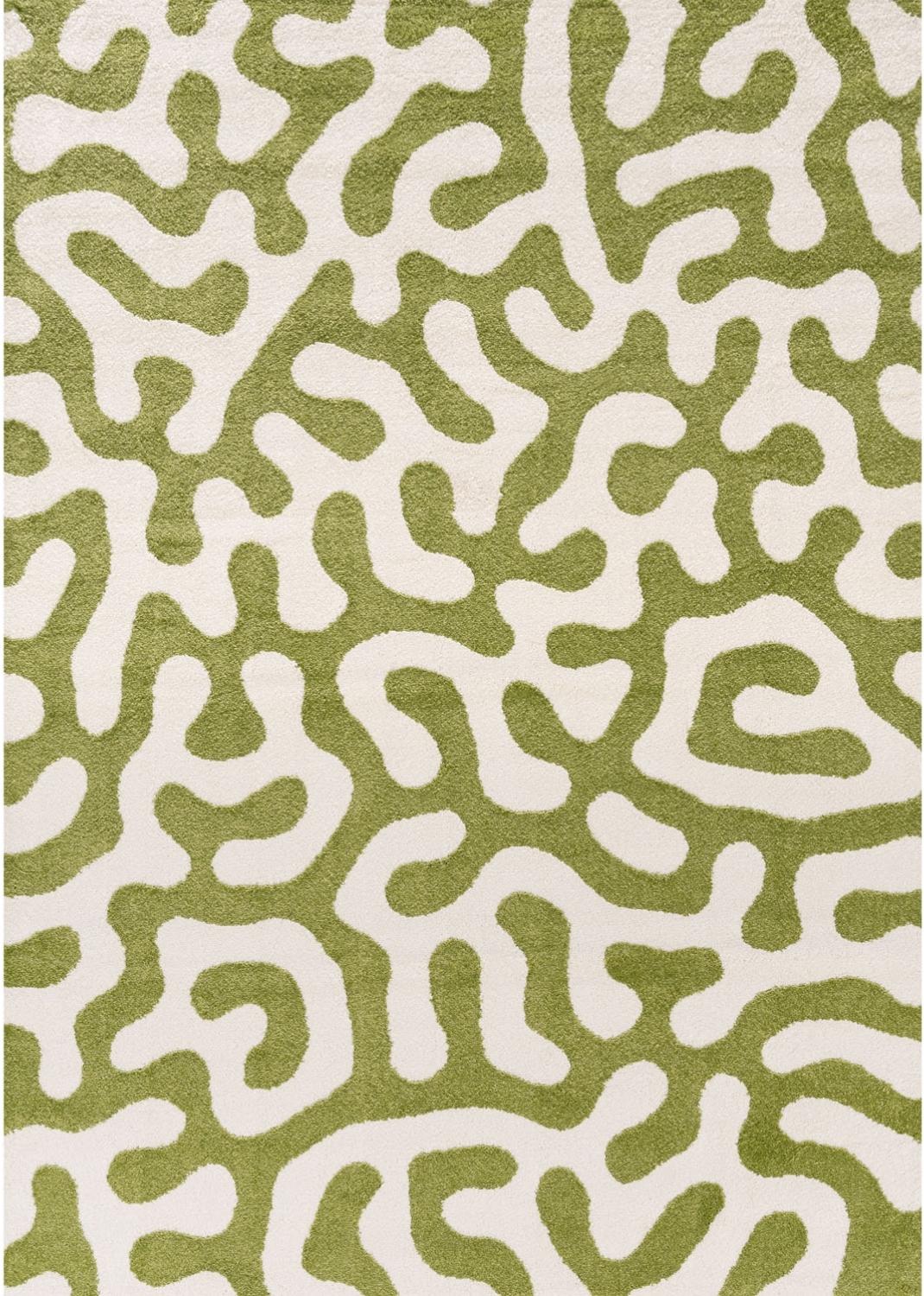 Joli Green & White Doodle Rug | Rectangular | 80x150cm − 200x290cm 240X340 cm The Rugs