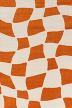 Joli Checkered Orange & White Rug | Rectangular | 80x150cm − 200x290cm 240X340 cm The Rugs