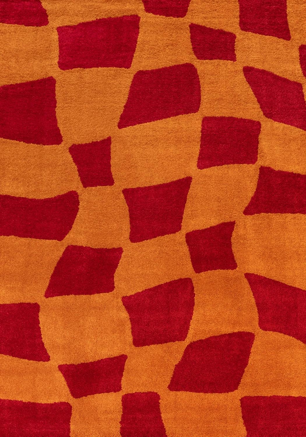 Joli Checkered Red & Orange Rug | Rectangular | 80x150cm − 200x290cm The Rugs